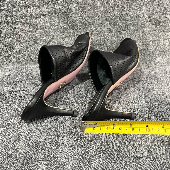 Beautiisoles by Robyn Shreiber black leather heeled sandals made in Italy size 6 - Picture 10 of 11